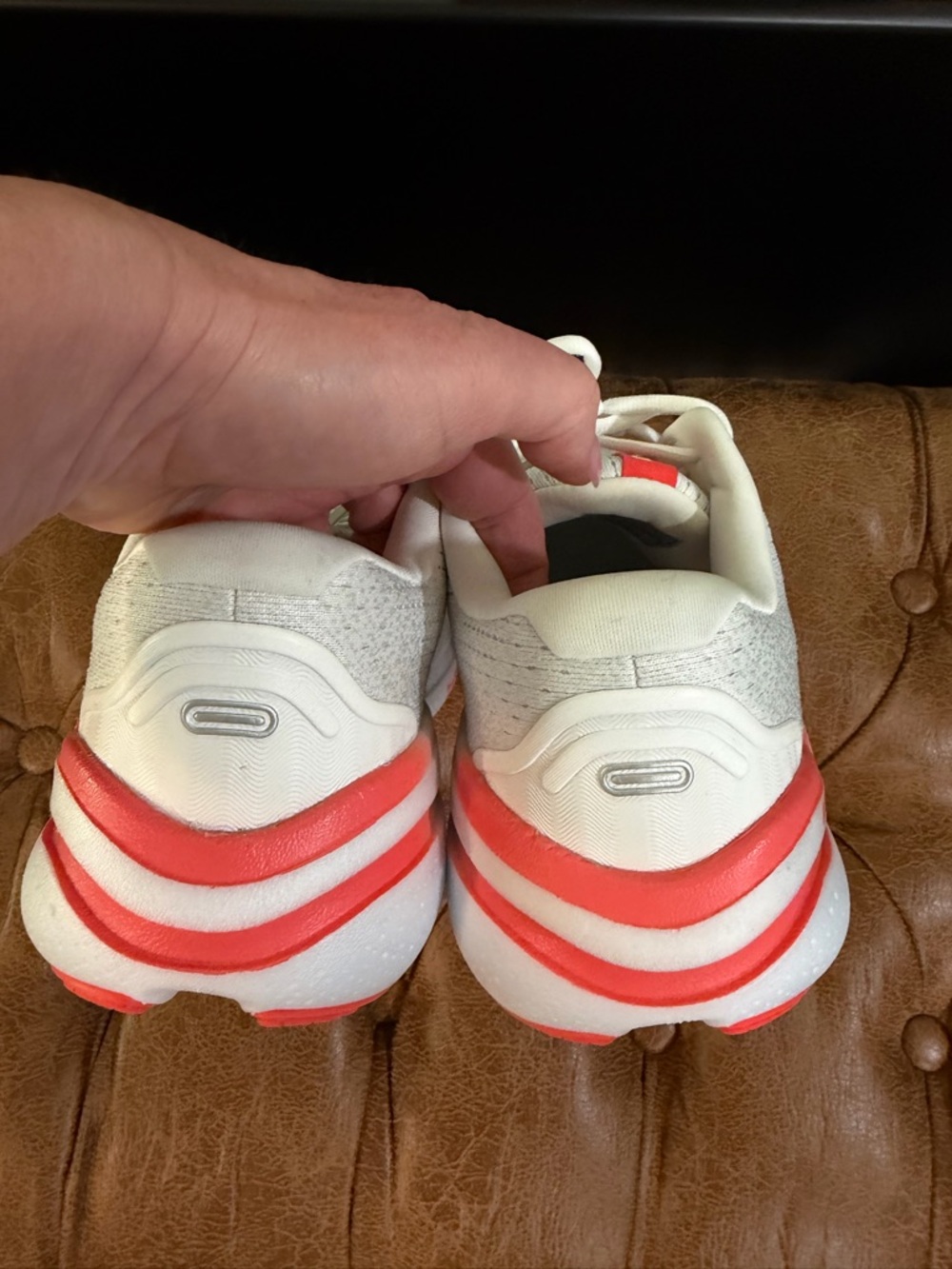 Brooks Ghost 2 Max White Running Shoes with Coral Accents - Picture 5 of 7